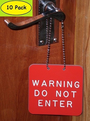 Pack Qty of 10 Door Handle Signs - Free Engraving